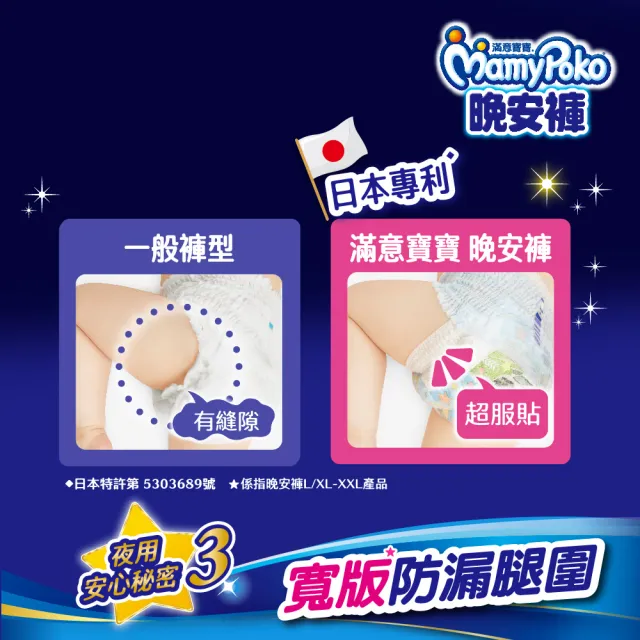 【滿意寶寶】兒童系列晚安褲男/女XL以上22片x3包 2箱組(褲型)