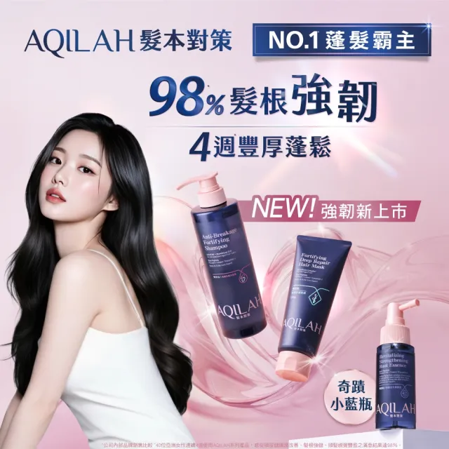 【美吾髮】AQILAH髮本對策 雙胜肽強健芯生洗護髮3入組(520ml/強健/豐盈/控油/去屑/奇蹟小藍瓶)
