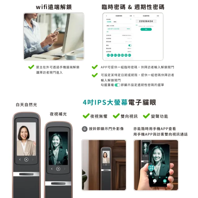 【HITACHI 日立】悅系列 七合一人臉掌靜脈電子鎖(含基本安裝/指紋/卡片/密碼/wifi/福利品)HIT-FH10-TF