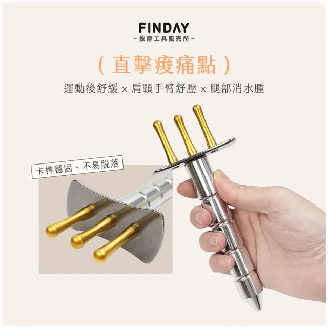﹝FINDAY﹞排酸棒-電鍍鈦 (台灣製｜排酸棒三叉｜撥筋棒｜刮痧刀)