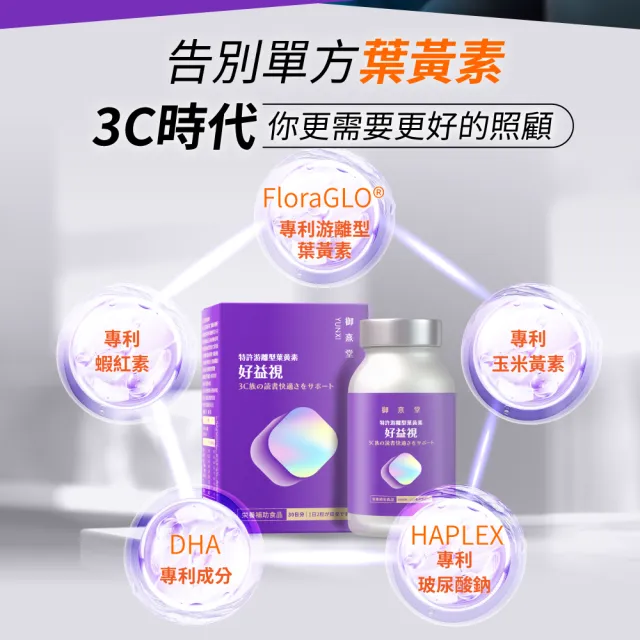 【御熹堂】好益視 葉黃素1入組(一入60顆、專科醫師推薦、18倍好吸收、100篇科學研究、游離型葉黃素)