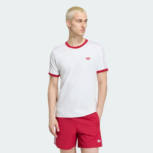 【adidas 愛迪達】短袖上衣 男 三葉草 亞規 3S TEE STR 紅白 KS7449(S3445)