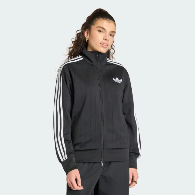 【adidas 愛迪達】外套 女 運動立領外套 三葉草 亞規 FB LOOSE TT 黑 KS6786(S3448)