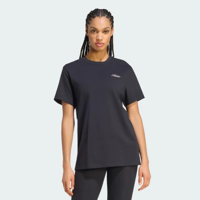 【adidas 愛迪達】短袖上衣 女 寬鬆版型 亞規 MATCHA L T 黑 KT9696 (S3450)