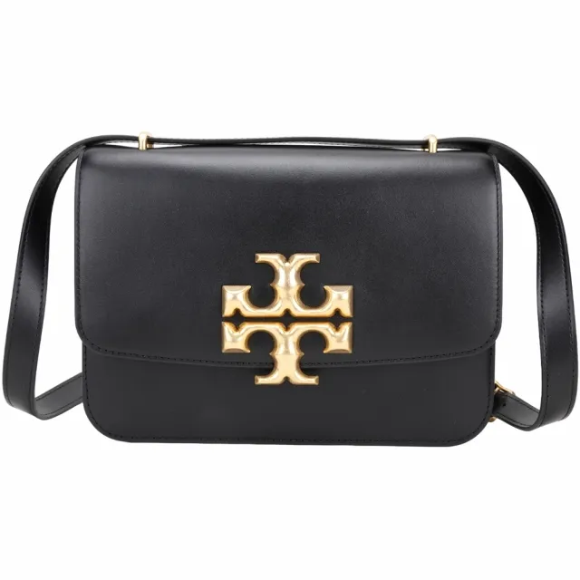 【TORY BURCH】Eleanor 小款 雙T標誌撞色內裡可拆斜背/手拿方包(黑色 TB 兩用包)