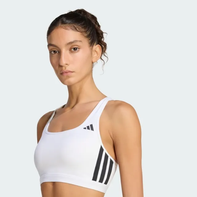 【adidas 愛迪達】Opt Ess 3s Ms 女 運動內衣 白 亞版 中度支撐 交叉背帶 吸濕排汗(KA4703)