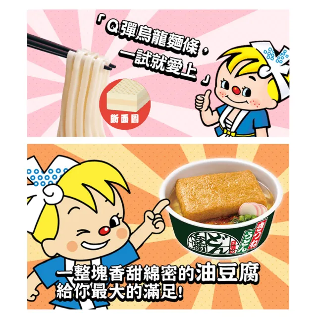 【NISSIN 日清】咚兵衛油豆腐烏龍麵 95gx12碗(日清泡麵)