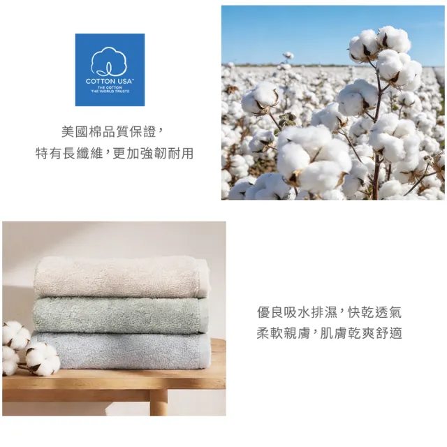 【朵舒】100%美國棉飯店加大浴巾超值三件組(多用途掛環設計/mo選)