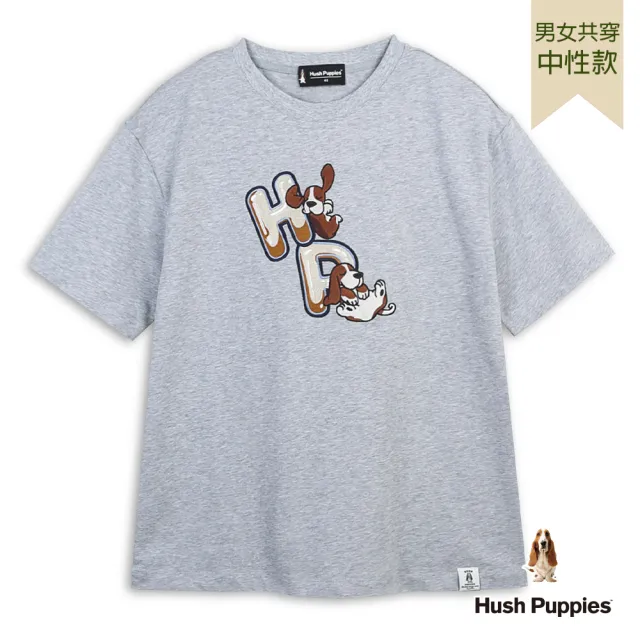 【Hush Puppies】男女共穿 T恤 造型HP趣味Q版狗T恤 (麻灰 / 64211802)