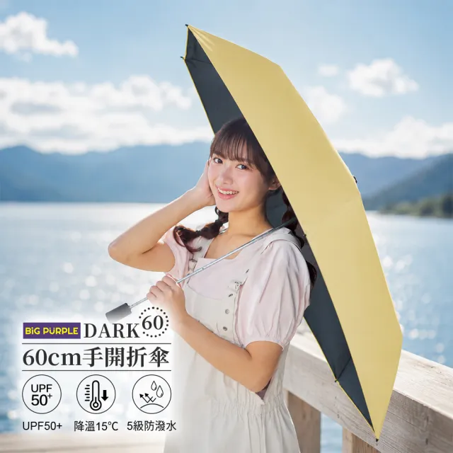 【雨傘王】BigPurple DARK 手開傘 折疊傘 60CM 降溫 輕量 黑膠 防曬 UPF50+ 防潑水 1-2人撐(可付費維修)