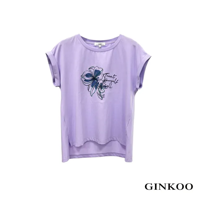 【GINKOO 俊克】前短後長花圖樣上衣