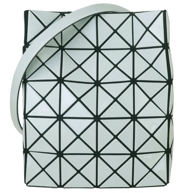 【ISSEY MIYAKE 三宅一生】BAOBAO 亮面方格4x5盒形斜背包(白綠色)