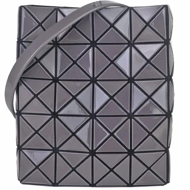【ISSEY MIYAKE 三宅一生】BAOBAO 亮面方格4x5盒形斜背包(灰色)