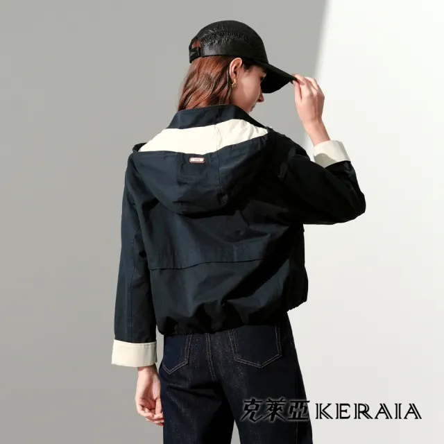 【KERAIA 克萊亞】魅力價-蔚藍風尚連帽風衣外套