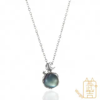 【Woogie武吉珠寶】精品彩光拉長石純銀設計項鍊(星月12x8mm)