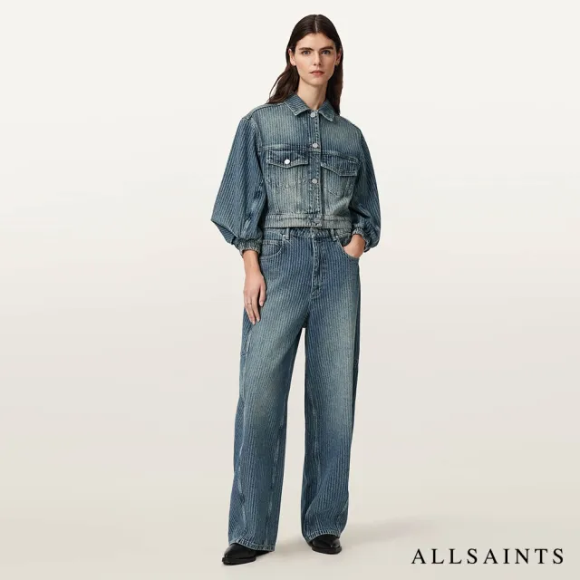 【ALLSAINTS】CARTER 復古條紋中腰錐形牛仔褲 W008EF(常規版型)