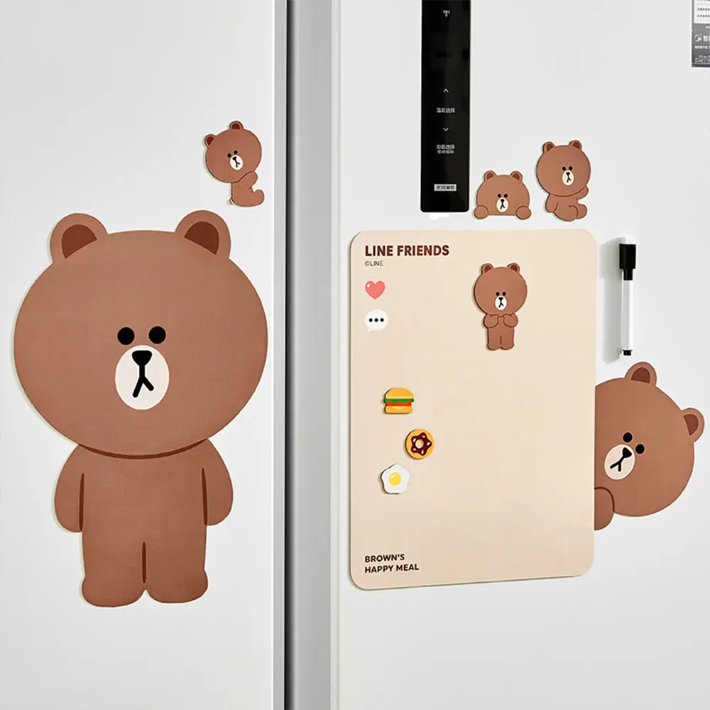 【LINE FRIENDS】熊大造型創意磁吸式冰箱貼留言板便利貼(附可擦白板筆1支)