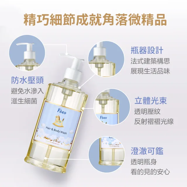 【Fees 法緻】嬰兒柔護洗髮沐浴精600ml 3入組