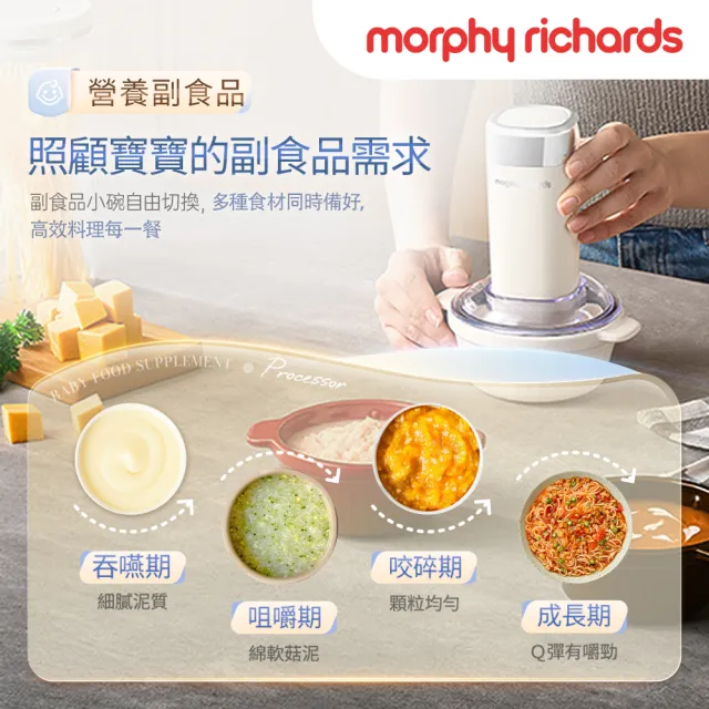 【morphy richards】《小鮮備》Prep & Store 保鮮備料陶瓷碗食物調理機 MFP1004W(寶寶副食品一機搞定)