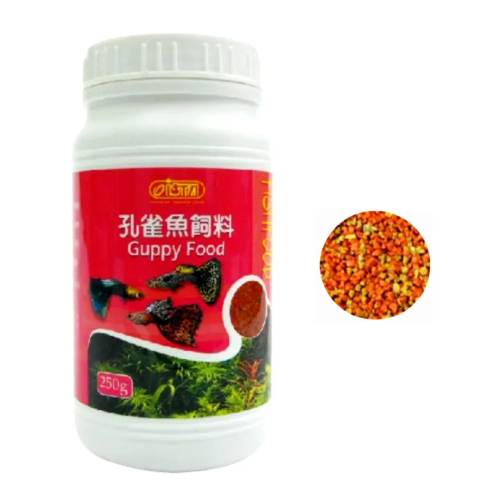 【ISTA 伊士達】孔雀魚飼料 250g 細顆粒/燈科魚/球魚/小型魚/浮上性(豐富維生素B群/雙色雙成份 I356)