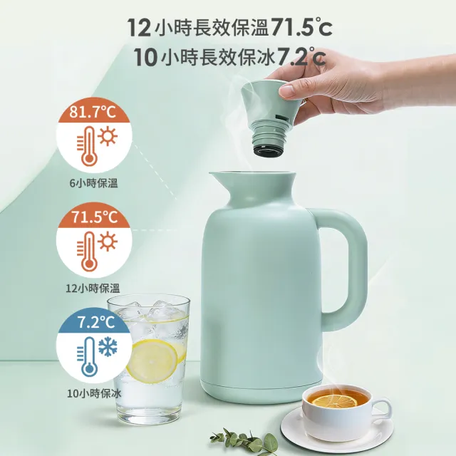 【mo select】胖胖北歐風玻璃內膽保溫壺-1000ml(mo選/保溫瓶/水壺/熱水壺/熱水瓶)
