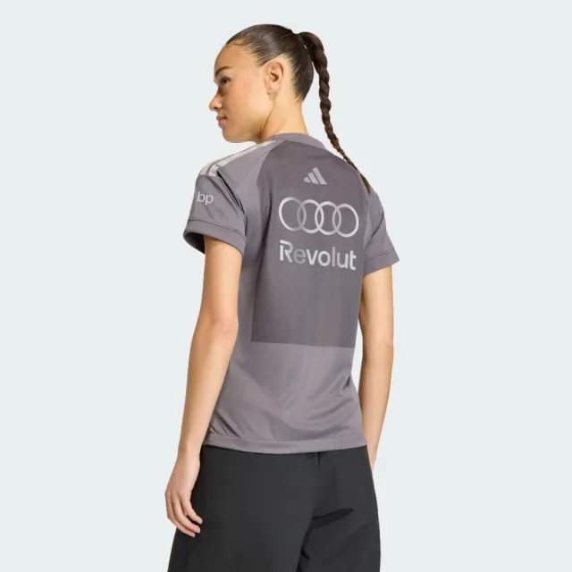 【adidas 愛迪達】Au Dr Jsy Ss Rw 女 T恤 運動上衣 復刻版賽車手服 鐵灰(KF0941)