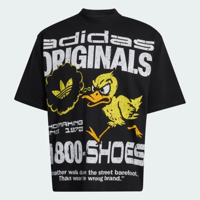 【adidas 愛迪達】Duck Gfx Tee 男女 T恤 運動上衣 休閒短袖 亞版 純棉 印花 黑(KG6438)