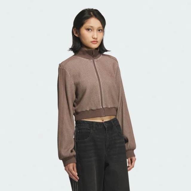 【adidas 愛迪達】Crop Tt 女 立領外套 運動外套 休閒穿搭 棕 亞版 短版(KC2645)