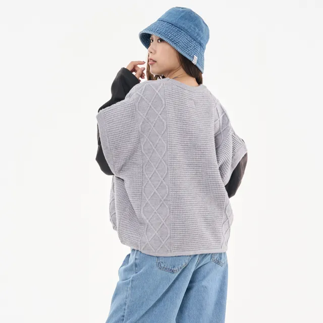 【5th STREET】雙11 女裝 背心 麻花背心 寬版 灰色(590011)