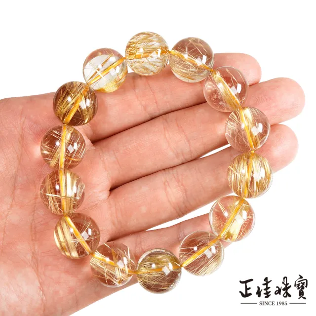 【正佳珠寶】金鈦晶 蒐藏級玻璃體順絲鈦 16.5-16.8mm 金鈦晶手珠