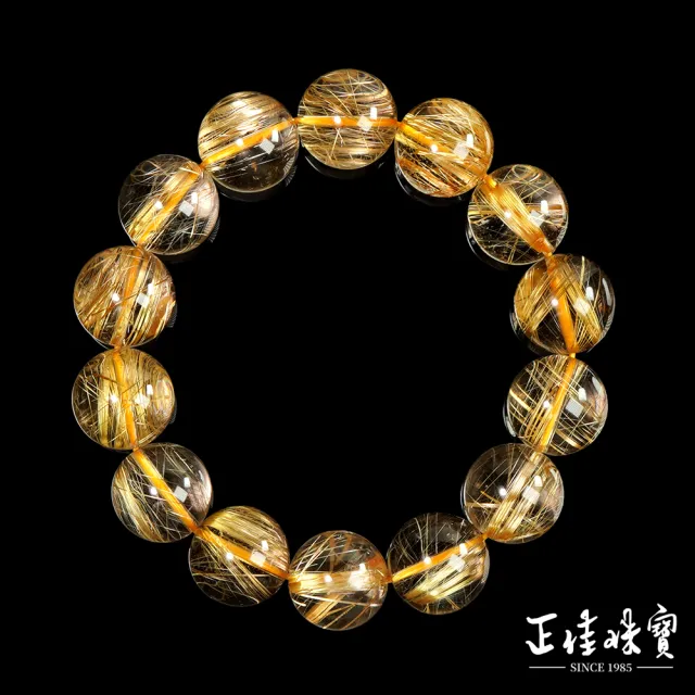 【正佳珠寶】金鈦晶 蒐藏級玻璃體順絲鈦 16.5-16.8mm 金鈦晶手珠