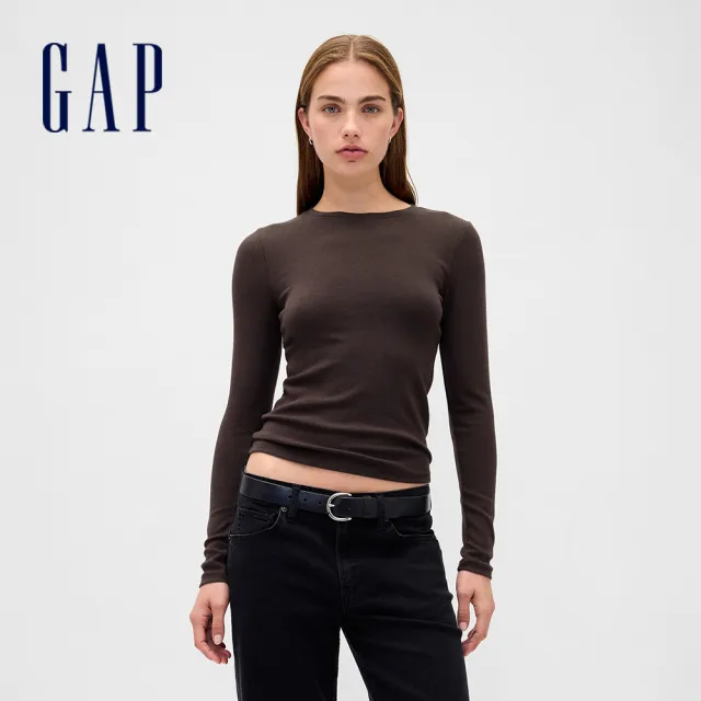 【GAP】時尚圓領T恤-大地棕(801470)
