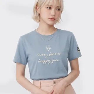 【HAPPYFACE】怪浪漫EMMA IP T恤 短袖上衣 時尚好搭配 灰藍(HD0083)