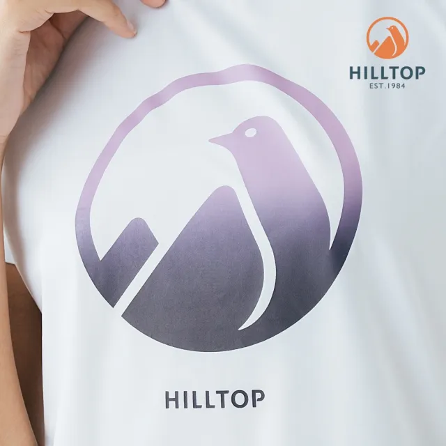 【Hilltop 山頂鳥】Polygiene抗菌吸濕快乾抗UV彈性LOGO印花T恤 女款 白｜PS04XFQ0ECB0