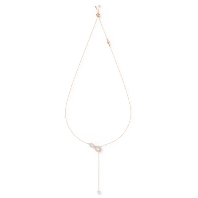 【SWAROVSKI 施華洛世奇】官方直營 Hyperbola 無限Y形項鏈 白色 鍍玫瑰金色 | 5521346