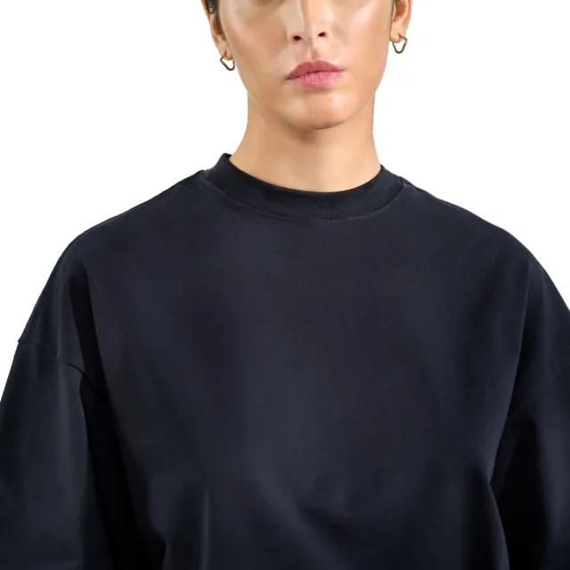 【Bread & Boxers】Heavy T shirt 女款 率性寬版純棉T恤 - 黑