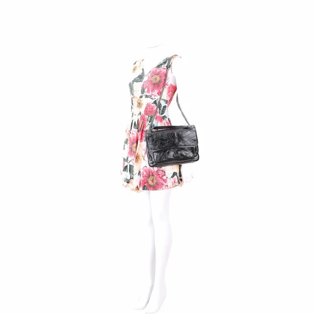 【YSL】Saint Laurent NIKI 中型 鞣製小牛皮翻蓋肩背包(黑色)
