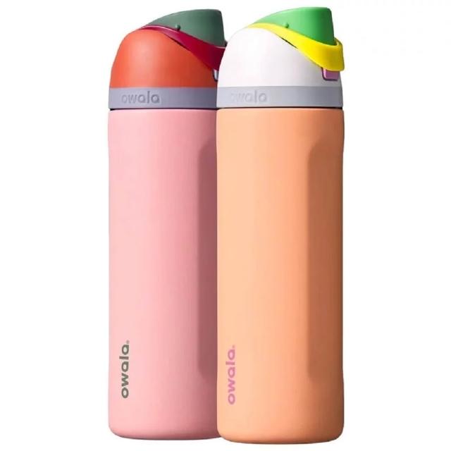 加拿大限量限定 O w a l a  F r e e s i p 雙飲口吸管直飲不鏽鋼水壺2隻-24oz