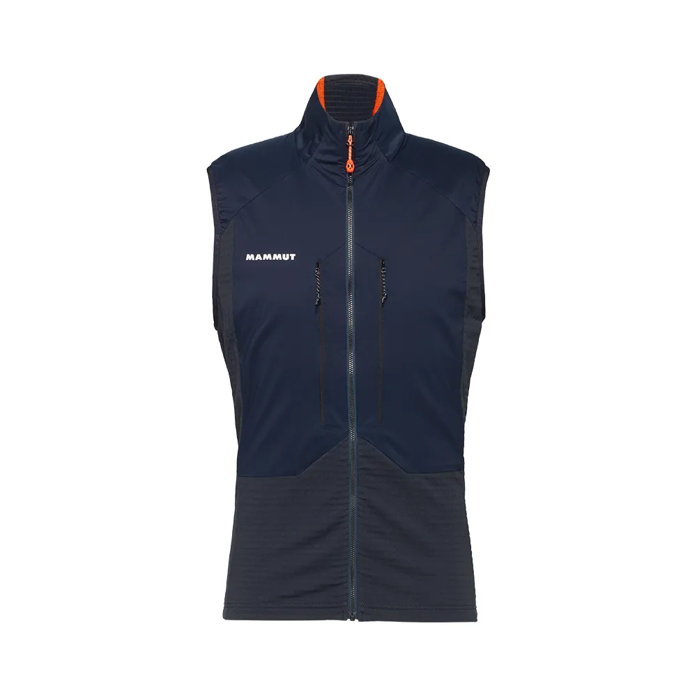 【Mammut 長毛象官方直營】Eiger Nordwand Hybrid Vest 極限艾格防風防潑水中層背心 夜藍 男款 #1014-05640