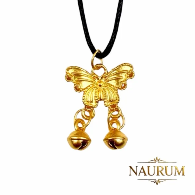 (NAURUM)黃金墜飾蝶舞金鈴0.13錢附贈皮繩