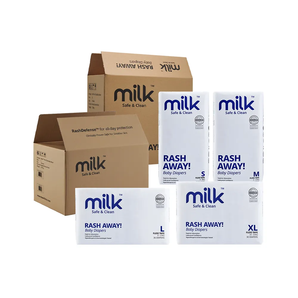 【milk】鎖水芯牛奶尿布 黏貼型 S-XL-多款任選(2箱組)
