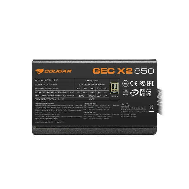 【COUGAR 美洲獅】金牌 GEC X2 750W電源供應器(ATX3.1/直出/5年保固)