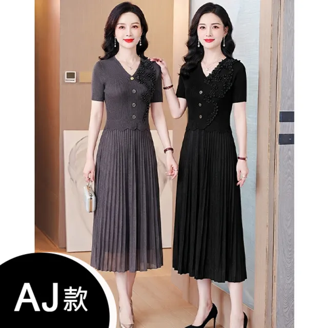 【K.W.】MOMO限定春季新品韓國簡約三宅風輕褶衣洋裝(壓褶 中大尺碼 短袖 輕薄 小香風)
