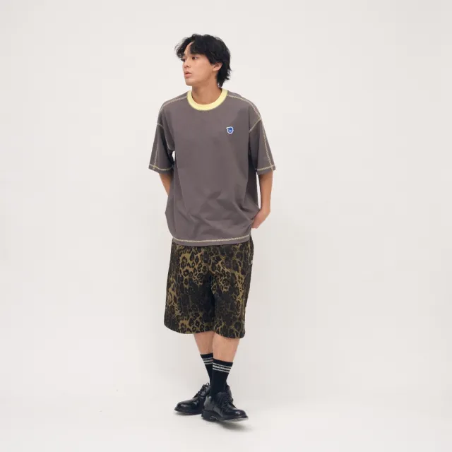 【plain-me】男女款 短袖上衣 條紋 短T 毛巾布 男女裝  寬鬆  小P社長撞色爬線短袖TEE_PPP0013-262