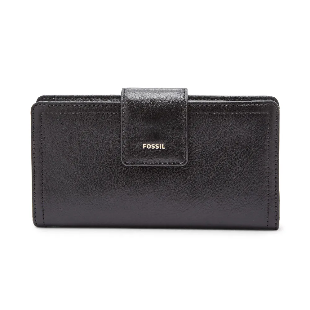 【FOSSIL】Logan 黑色真皮拉鍊中長夾SL7830001