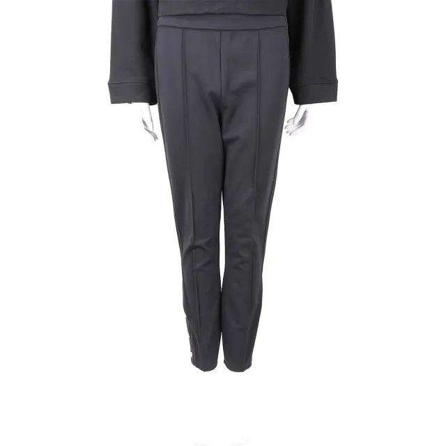【TORY BURCH】Alexis 金釦褲管設計黑色彈性長褲(休閒褲 TB)