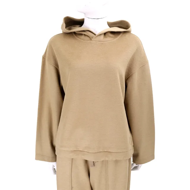 【MaxMara】WEEKEND OSCURI 大學T 駝色羊毛混紡連帽運動衫(抽繩 綁帶)(義大利精品時裝品牌)