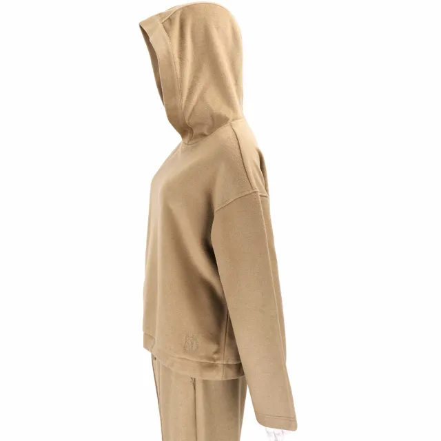 【MaxMara】WEEKEND OSCURI 大學T 駝色羊毛混紡連帽運動衫(抽繩 綁帶)(義大利精品時裝品牌)