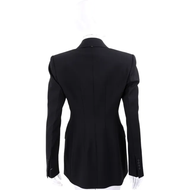 【MaxMara】SPORTMAX ADAMO 大衣 雙排釦翻領黑色純羊毛修身西裝外套(義大利精品時裝)