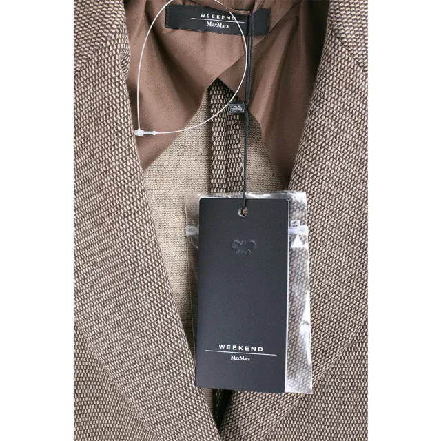 【MaxMara】WEEKEND DILLY 羊毛混紡微墊肩 咖啡色織紋雙領西裝外套(義大利精品時裝)